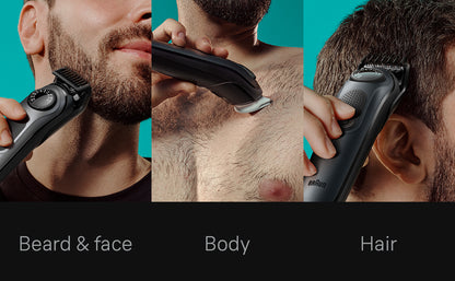 Braun Kit de afeitado todo en uno para hombre Serie 5 5490, 9 en 1 para barba, cara, nariz, orejas, cortadora de pelo, peluquero corporal y cuidado masculino, regalos de vacaciones para hombres