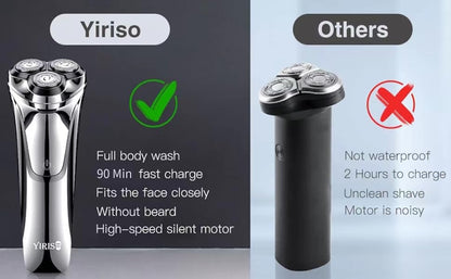 Maquinilla de afeitar eléctrica para hombres, afeitadora de larga duración de 90 minutos con cabezal flotante 4D y pantalla LCD, ultra suave para pieles sensibles, IPX6 impermeable, carga rápida USB-C, con estuche de viaje, regalo ideal