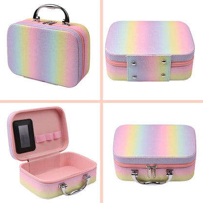 Set de maquillaje para niñas, kit de maquillaje arcoíris, cajas de belleza con pinceles y cosméticos, organizador de estuche de maquillaje elegante, rosa