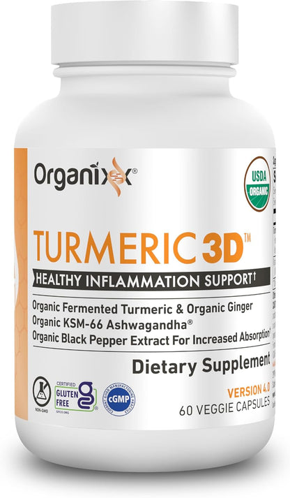 Organixx Suplemento orgánico de curcumina de cúrcuma USDA con Ashwa...