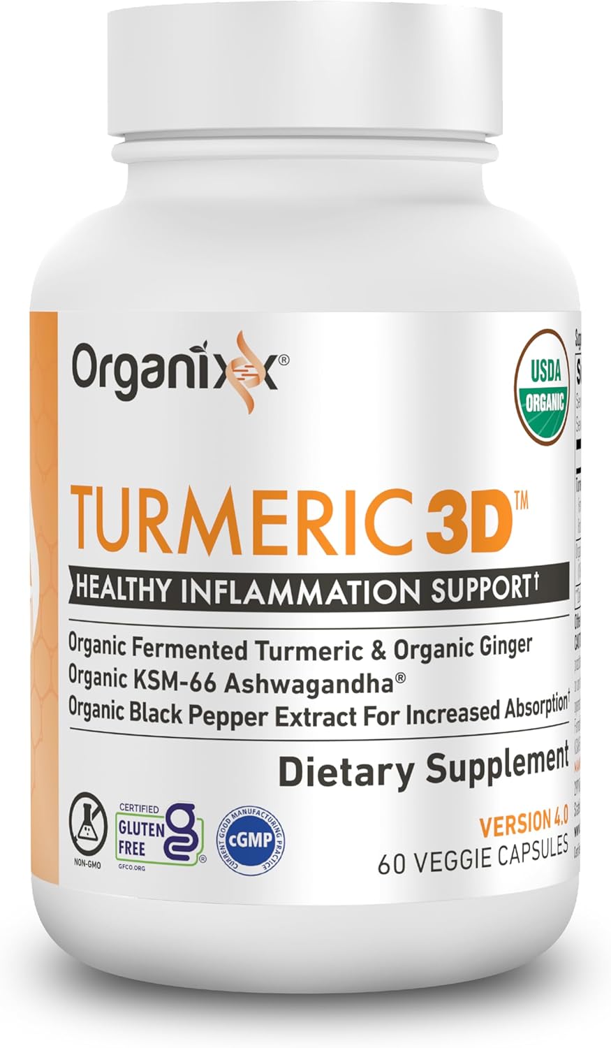Organixx Suplemento orgánico de curcumina de cúrcuma USDA con Ashwa...