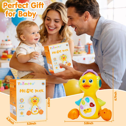 Tsomtto Juguete musical de pato para bebés, bailando y gateando, juguetes para bebés con luz, cumpleaños para niños y niñas, desarrollo de aprendizaje para bebés, juguetes para recién nacidos