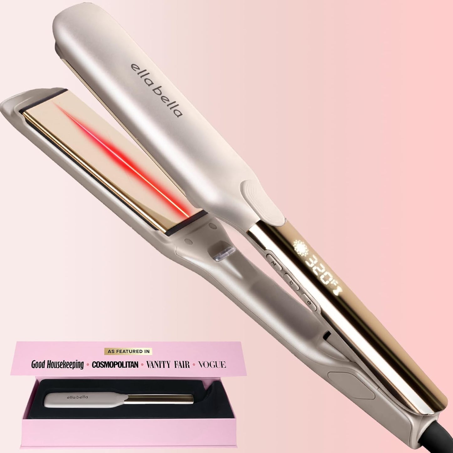 ELLA BELLA® Plancha plana de titanio para alisar el cabello (con in...