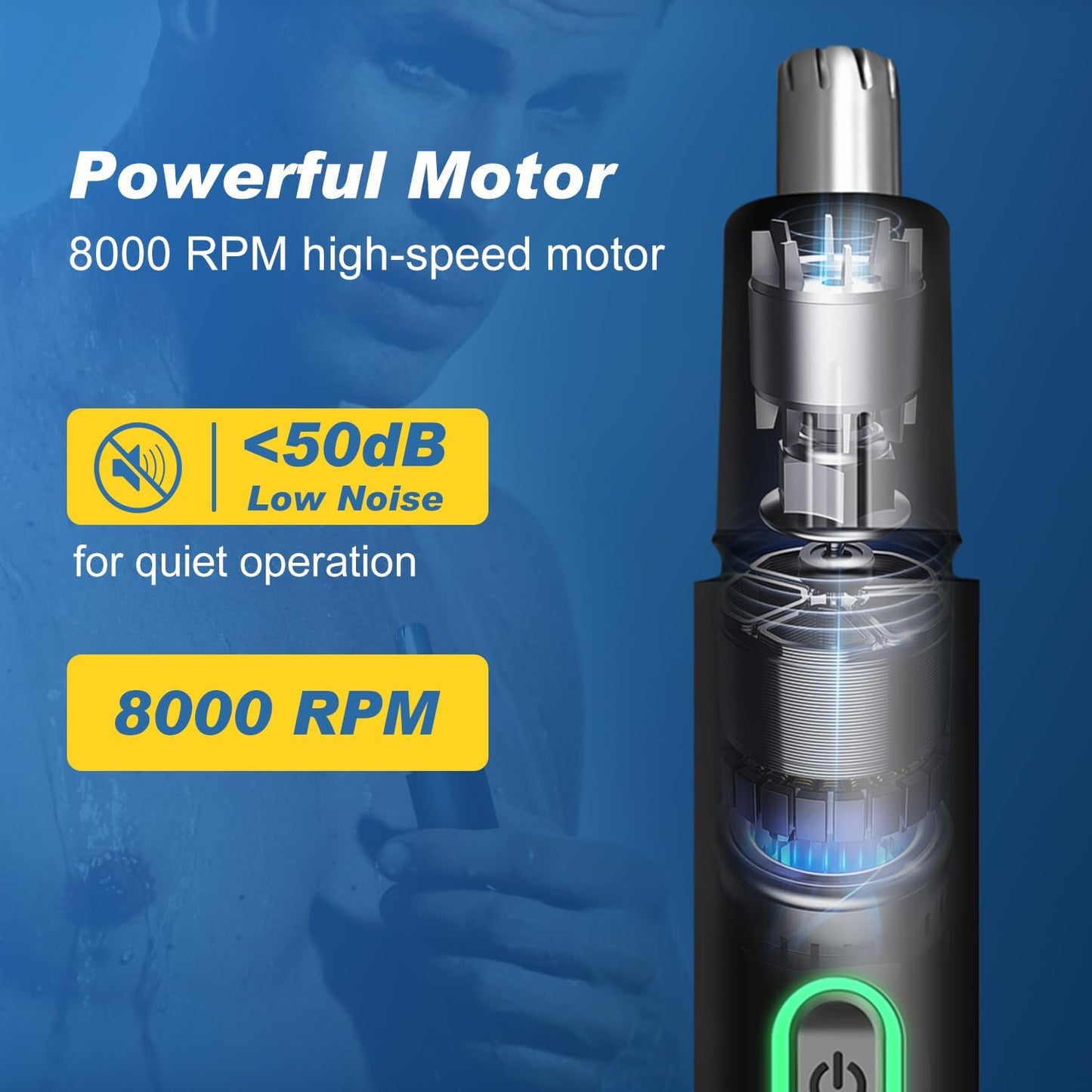 Cortadora de pelo de nariz de precisión: recorte eléctrico seguro y eficiente de 360°, recargable por USB, impermeable, para la nariz, las orejas, las cejas y la barba