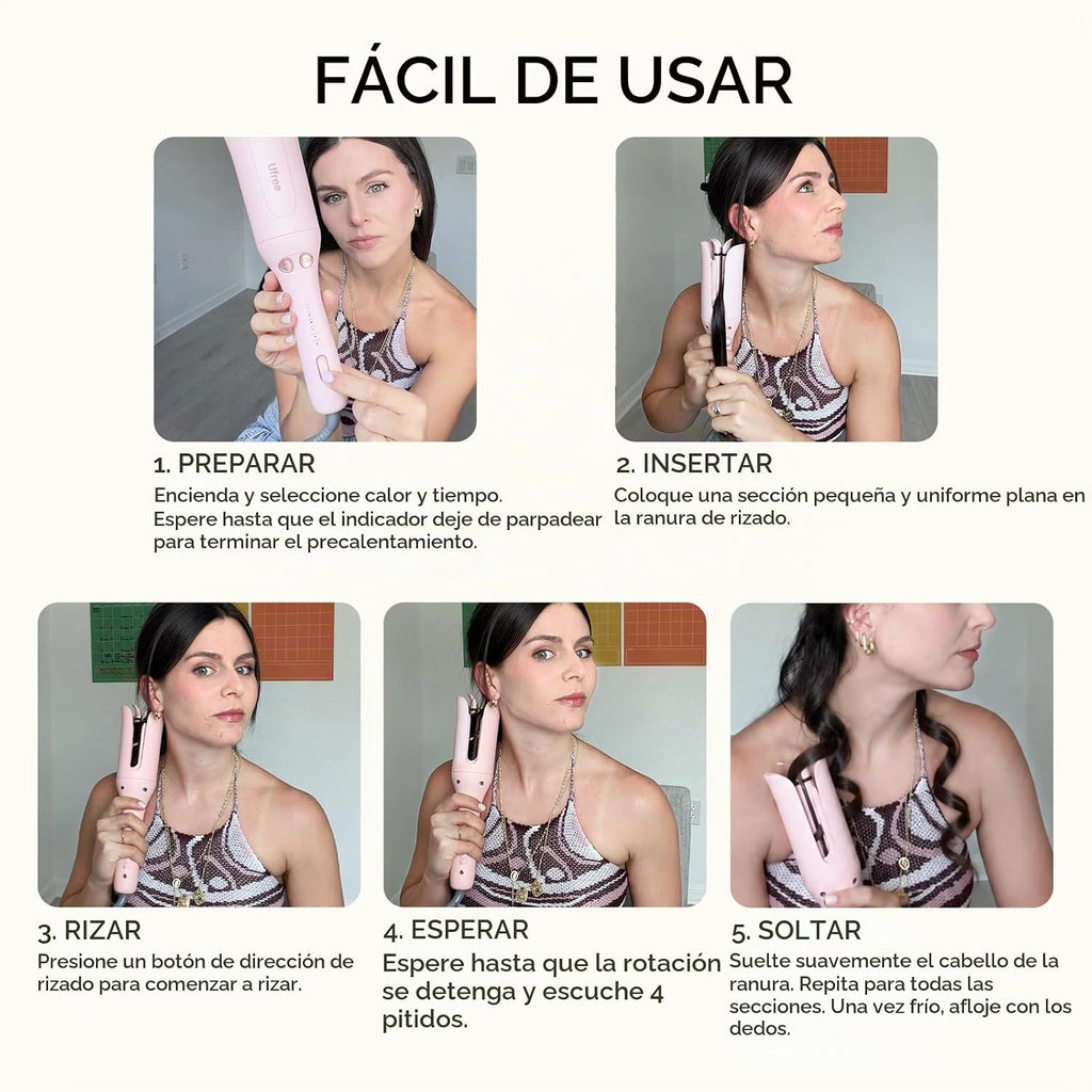 Ufree Rizador giratorio automático, rizador de pelo de 1 pulgada, 3...
