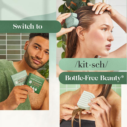 Kitsch Rosemary & Biotin Shampoo and Conditioner Set for Hair Growth - Barra de champú y acondicionador fortalecedor, espesante y voluminizadora, sin parabenos, sulfatos ni silicona, fabricado en Estados Unidos, paquete de 2