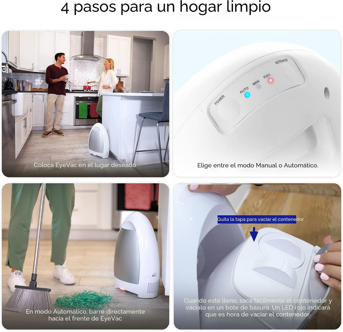 EyeVac Aspiradora sin contacto para el hogar con recogedor automáti...