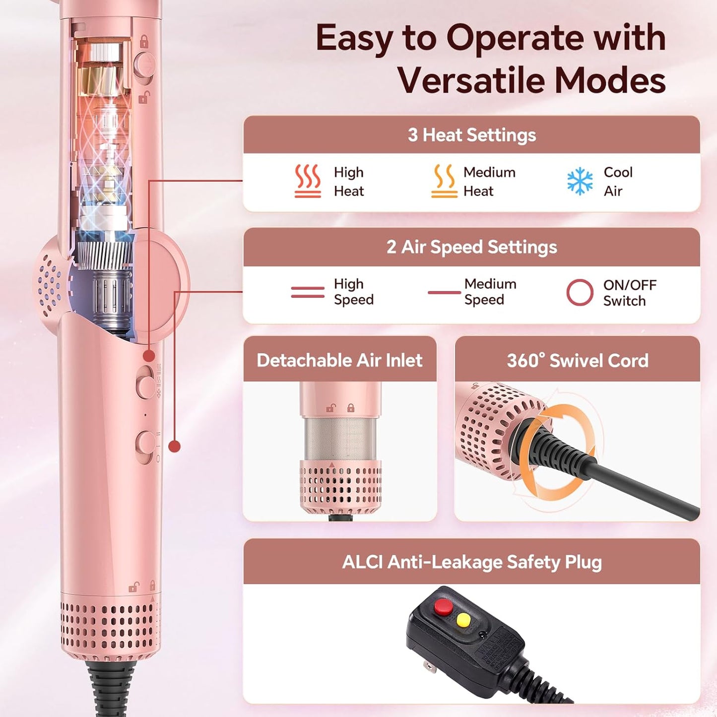 HydraStyl 5 en 1 Air Styler, secador de pelo de alta velocidad y ce...