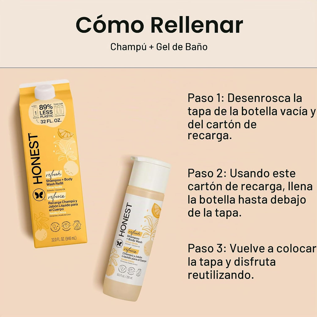 The Honest Company Cartón del recambio del jabón corporal del champ...
