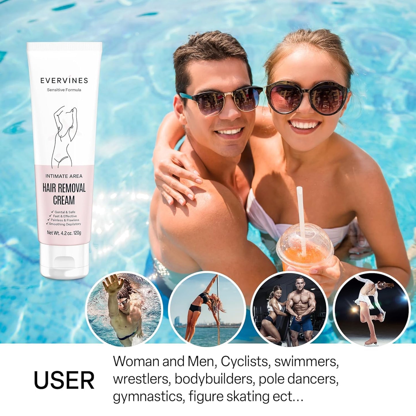 Evervines Crema depilatoria para mujeres: depilatoria rápida e indo...