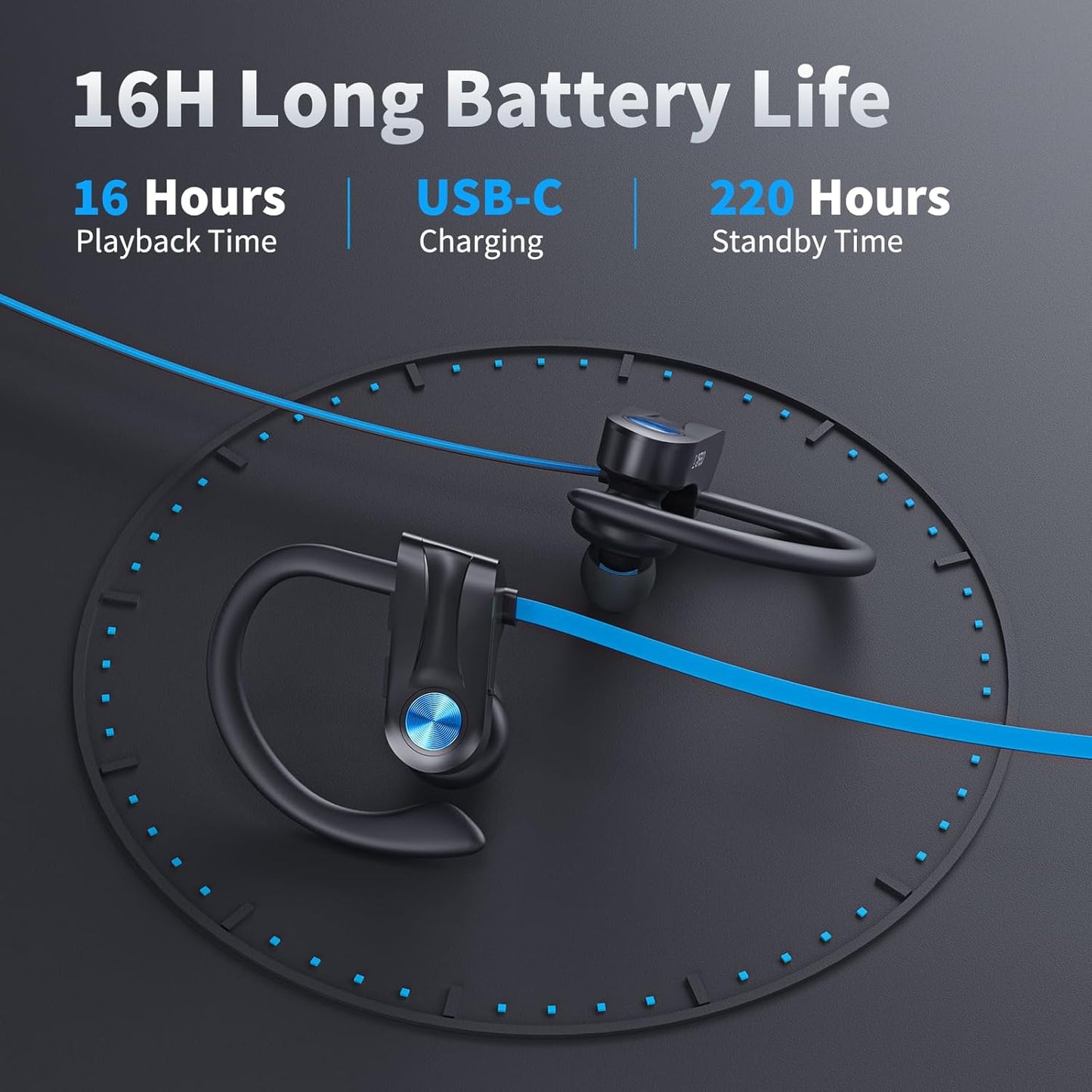 JOYWISE Auriculares inalámbricos Bluetooth 5.3 con 16 horas de repr...