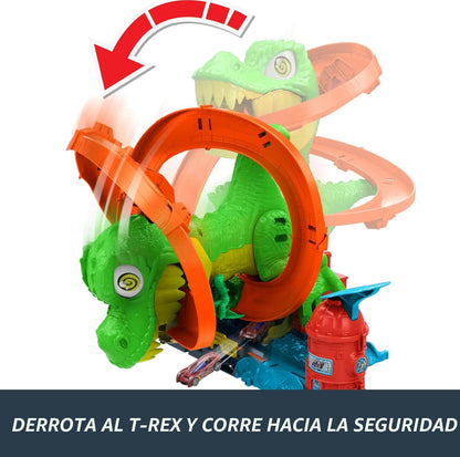 Hot Wheels Juego de pistas de autos de juguete, juego City T-Rex Bl...