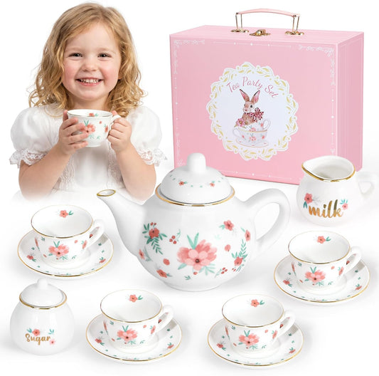 Juego de té de porcelana para niñas, juego de fiesta de té para niñ...