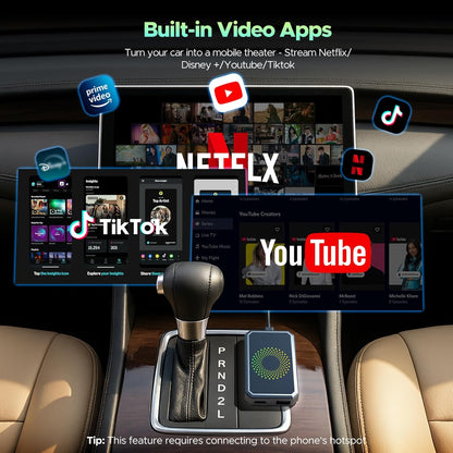 LAMTTO Adaptador inalámbrico 3 en 1 Carplay Android Auto Adapter integrado Net-Flix YouTube Tiktok Apps Magic AI Box Reproductor de video con WiFi de doble banda USB para coches de juego con cable OEM
