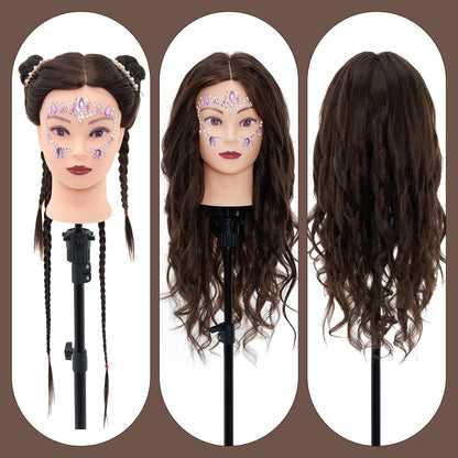 Cabeza de maniquí de 71,1 cm con cabello humano, cabeza de maniquí...