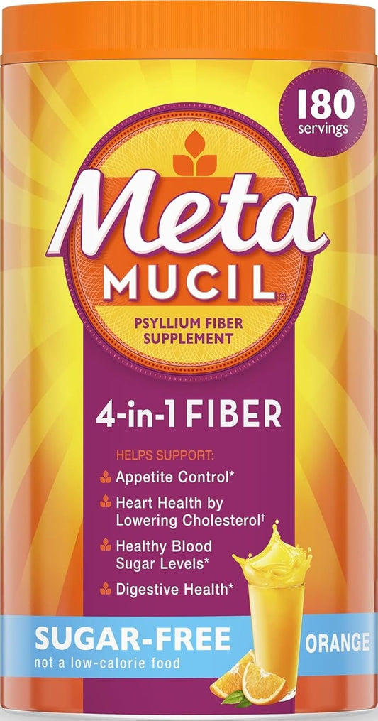 Metamucil 4-en-1 suplemento de fibra de cáscara de psyllium, sin az...