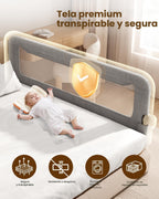 GrowthFun - Riel de cama plegable para niños pequeños, marco y cone...