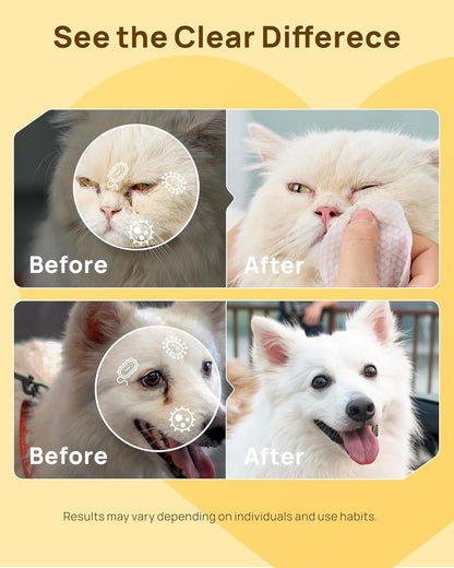 HICC PET Toallitas para ojos de perros y gatos, tratamiento para in...