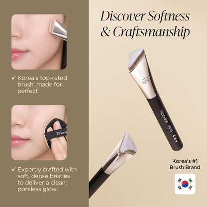 Piccasso FB33 - Cepillo de base con esponja 6P – Cepillo de tapa para base líquida y crema, rellena los poros con cerdas suaves para un maquillaje facial suave e impecable, herramienta profesional de