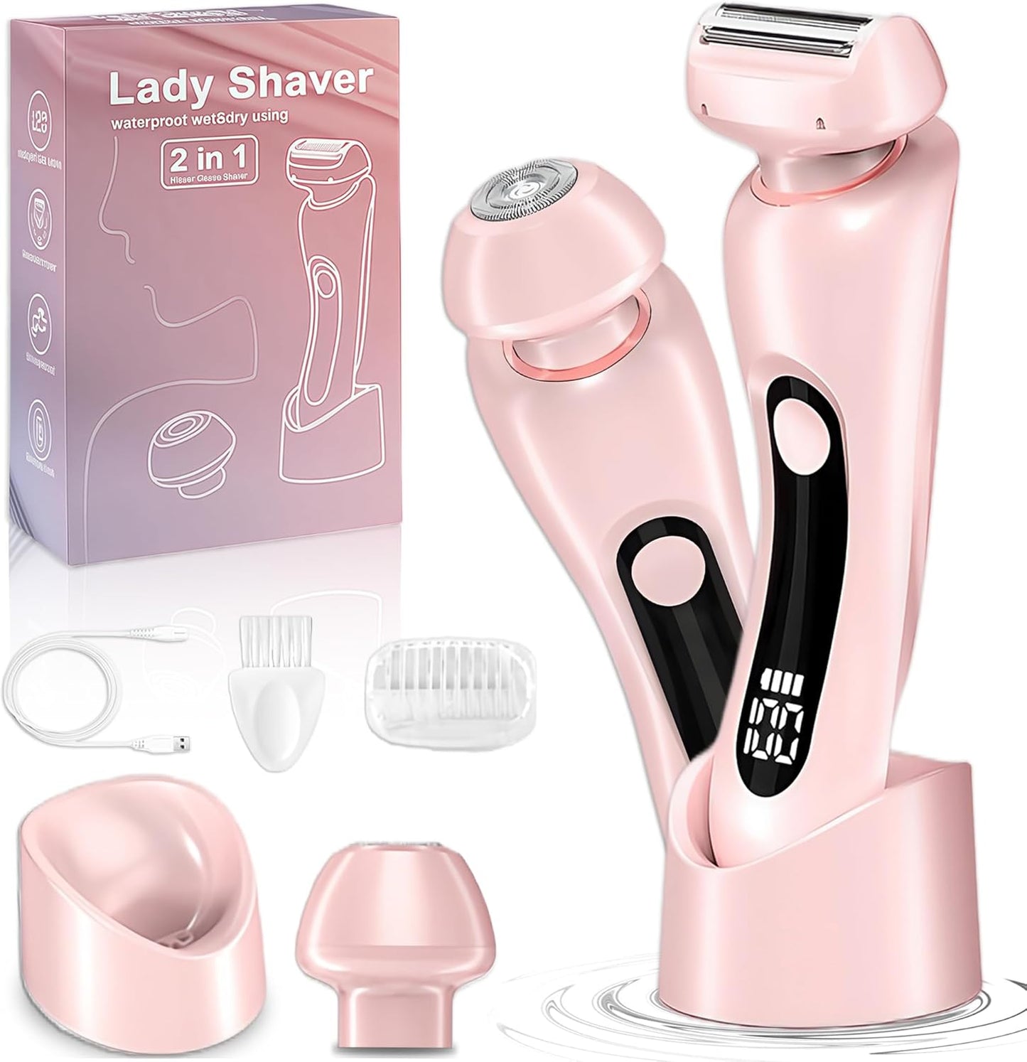 NaTuGi Afeitadora eléctrica 2 en 1 para mujer, húmedo, seco, de dob...