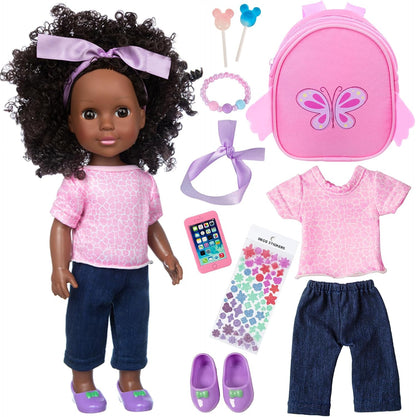 Ecore Fun Muñeca negra de 14.5 pulgadas de 14.5 pulgadas, juego de...