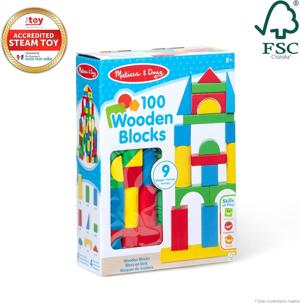 Melissa &amp; Doug - Juego de bloques de madera | 100 piezas, bloqu...