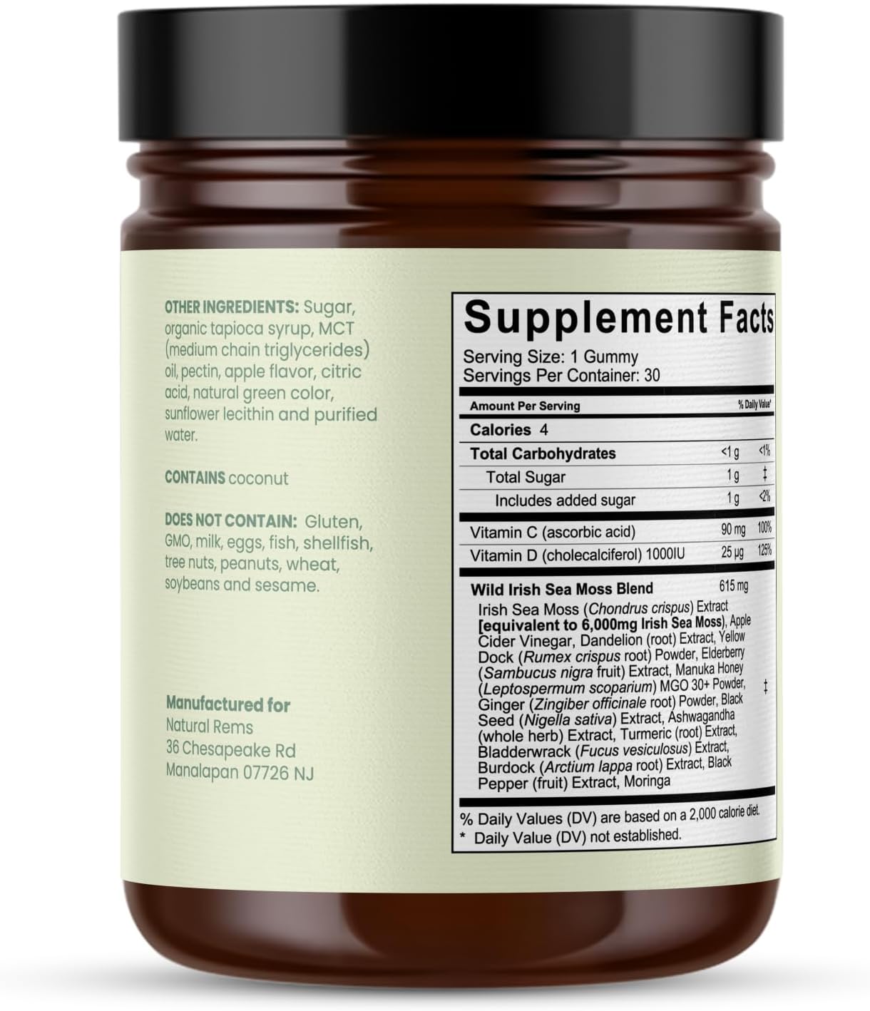 Natural Rems Gomitas de Musgo Marino 16 en 1 - Ashwagandha Aceite d...