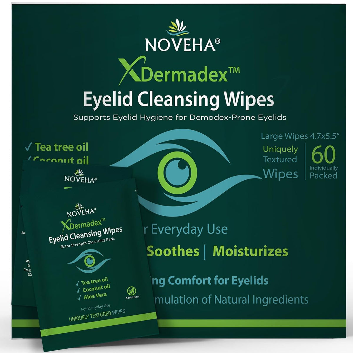 NOVEHA 360 unidades Toallitas para párpados y pestañas Demodex | Ca...