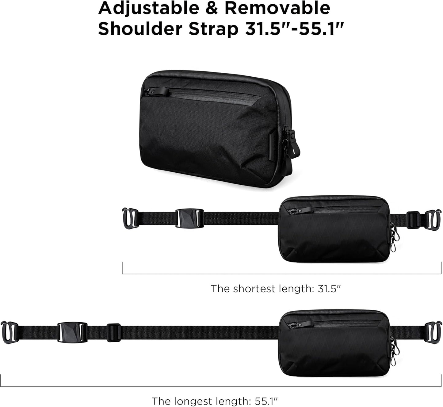 ALPAKA Elements Tech Case Mini - Organizador compacto para electrónicos, bolsa pequeña para cargadores y auriculares, bolsa para teléfono, funda de accesorios de viaje, correa cruzada, negro X-Pac