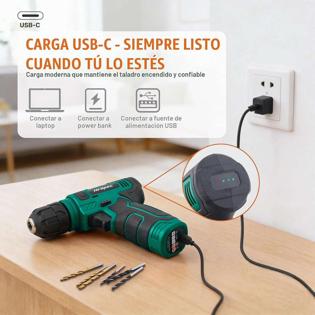 Hi-Spec Taladro inalámbrico de 8 V y kit de herramientas con herram...