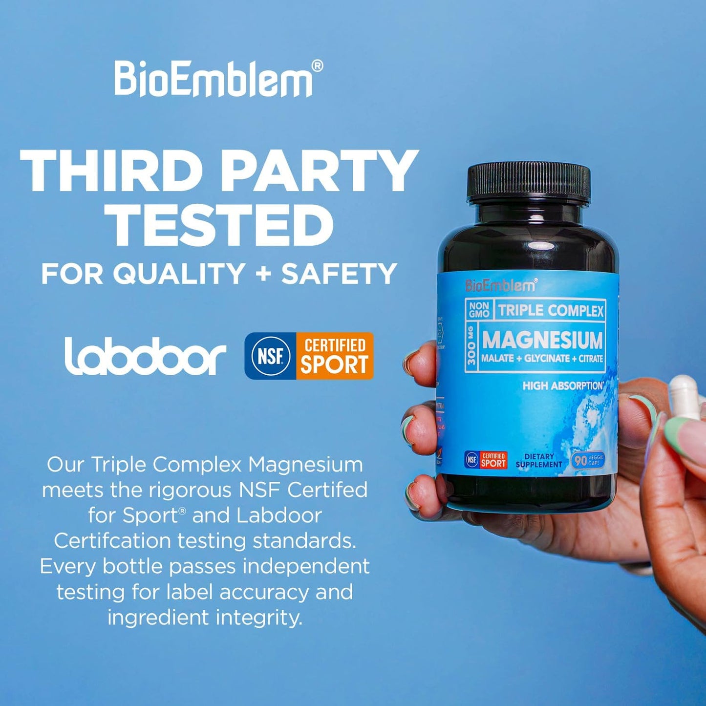BioEmblem Complejo triple de magnesio | 300 mg de glicinato de magn...