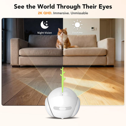RPZ Cámara para mascotas para interiores, cámara para perros, robot...