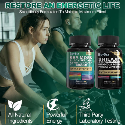 Boysea. Paquete de Shilajit y Musgo Marino - 90 unidades - Musgo ma...