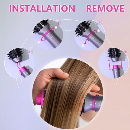 Cepillo secador de pelo 4 en 1, cepillo de soplado, multipeinador, secador de pelo desmontable de iones negativos con difusor, cepillo de aire caliente, con cepillo de peine para mujeres, salón, hogar