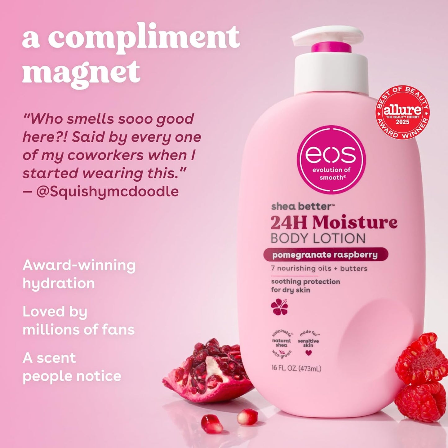 eos Shea Better Loción corporal Granada Frambuesa, cuidado de la pi...