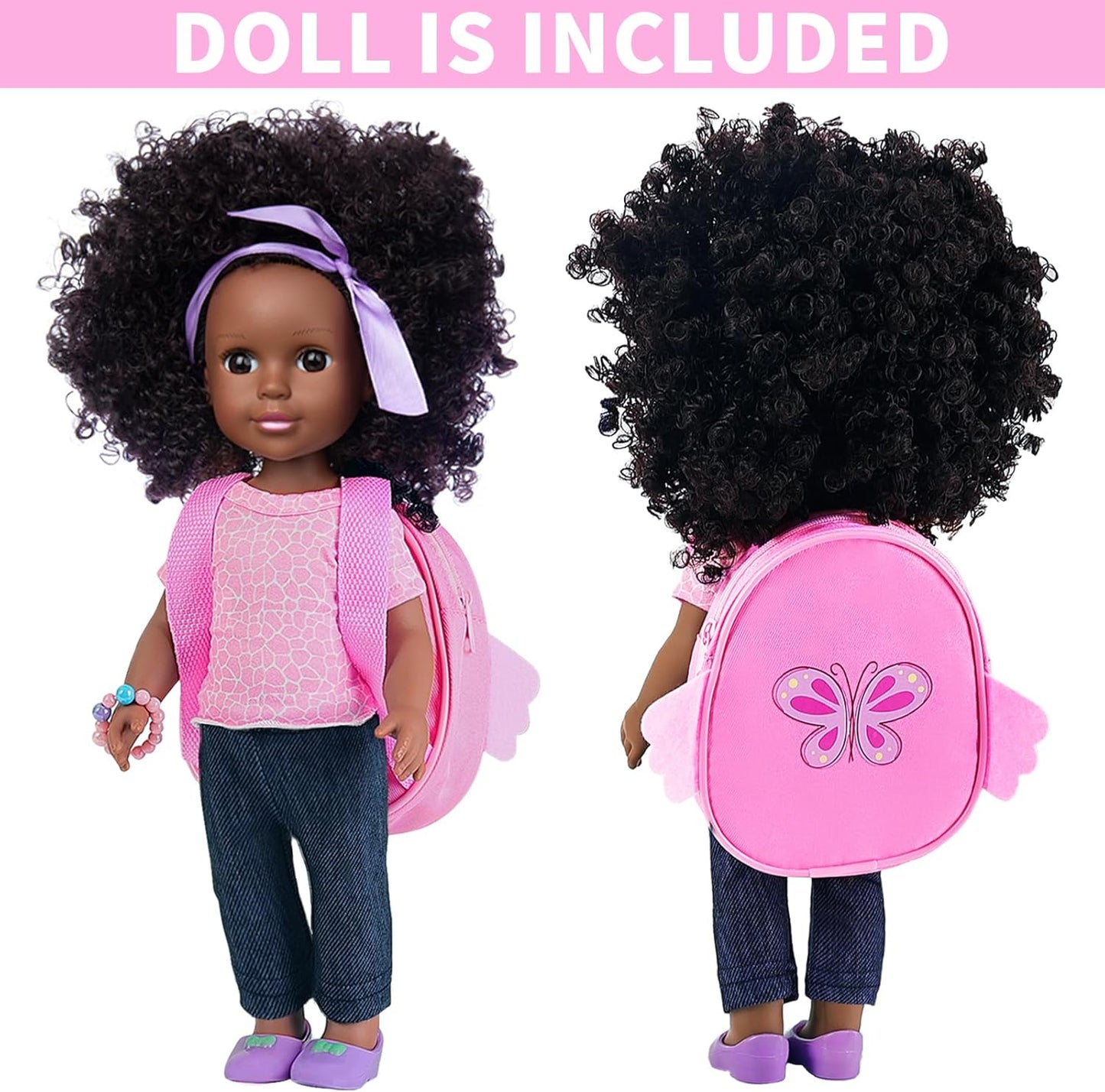 Ecore Fun Muñeca negra de 14.5 pulgadas de 14.5 pulgadas, juego de...