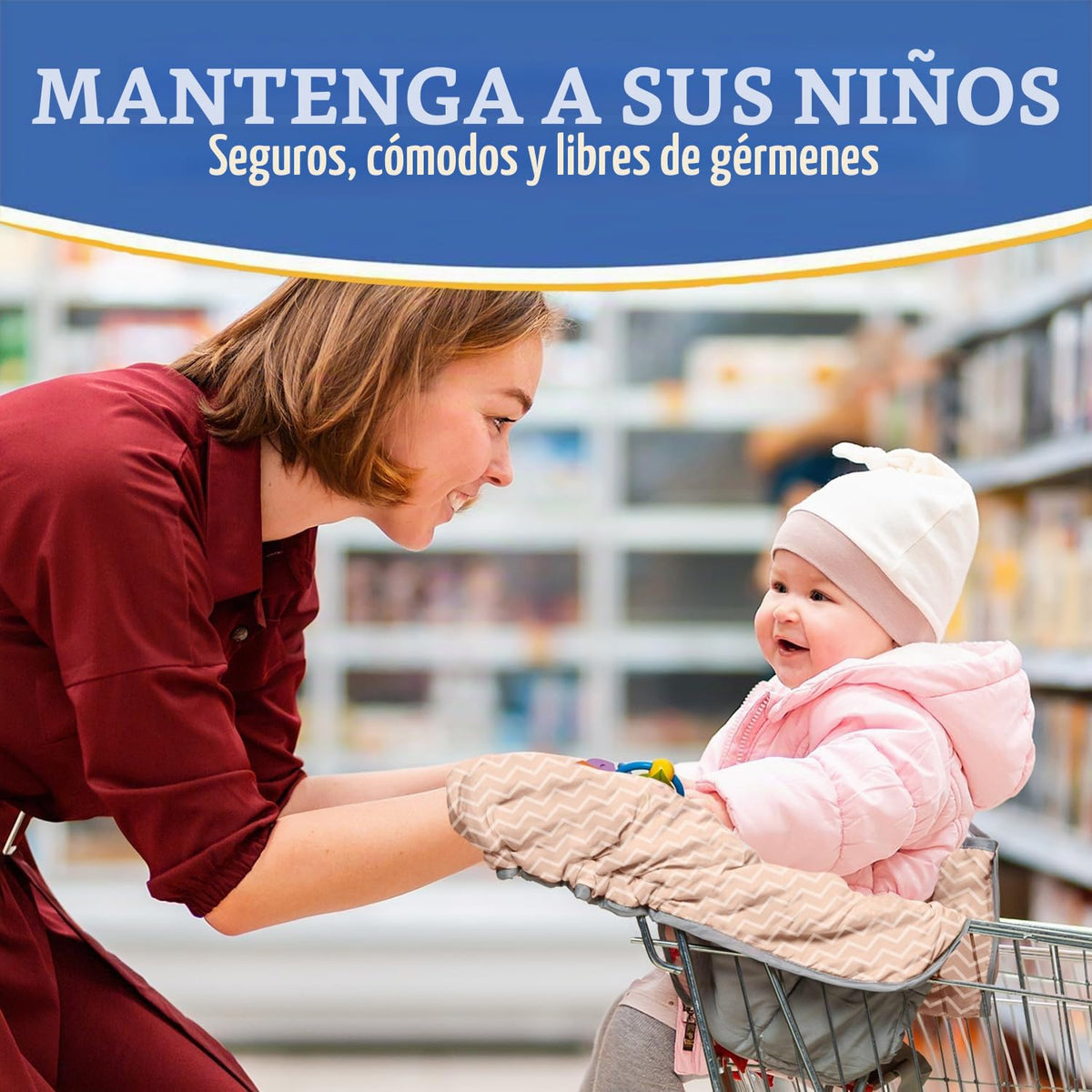 PILLANI Asiento de carrito de compras para bebé, funda de silla alt...