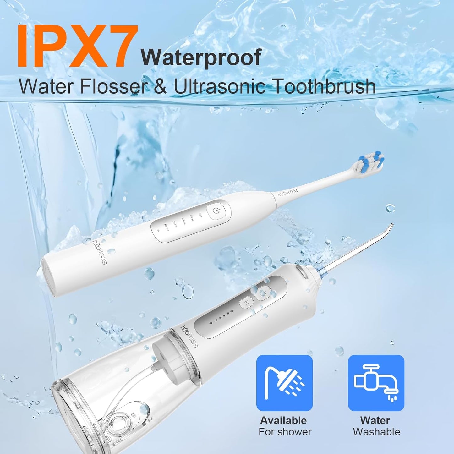 H2ofloss Cepillo de dientes eléctrico sónico y hilo dental de agua,...