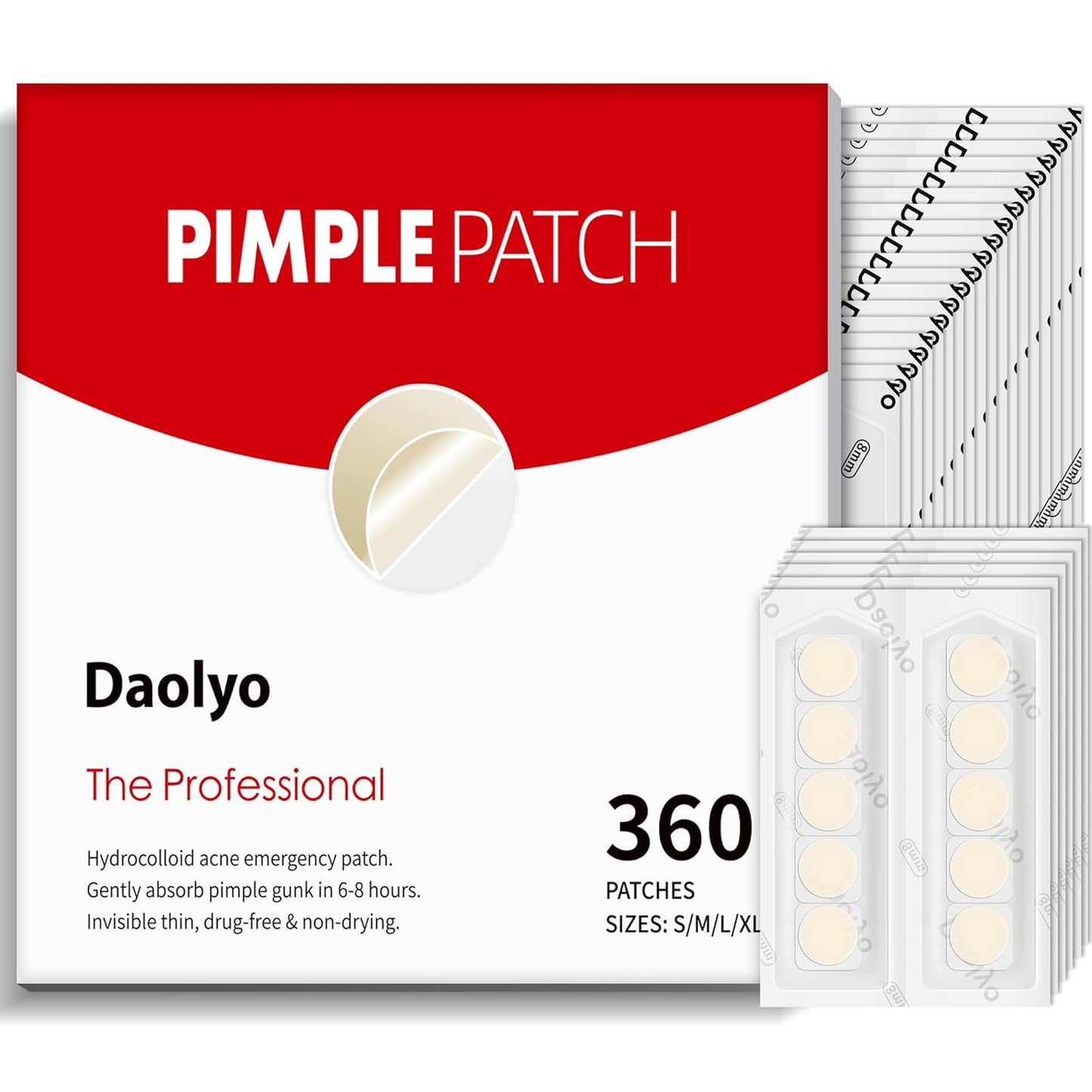 Daolyo - Parches hidrocoloides para espinillas de la cara, 4 tamaño...