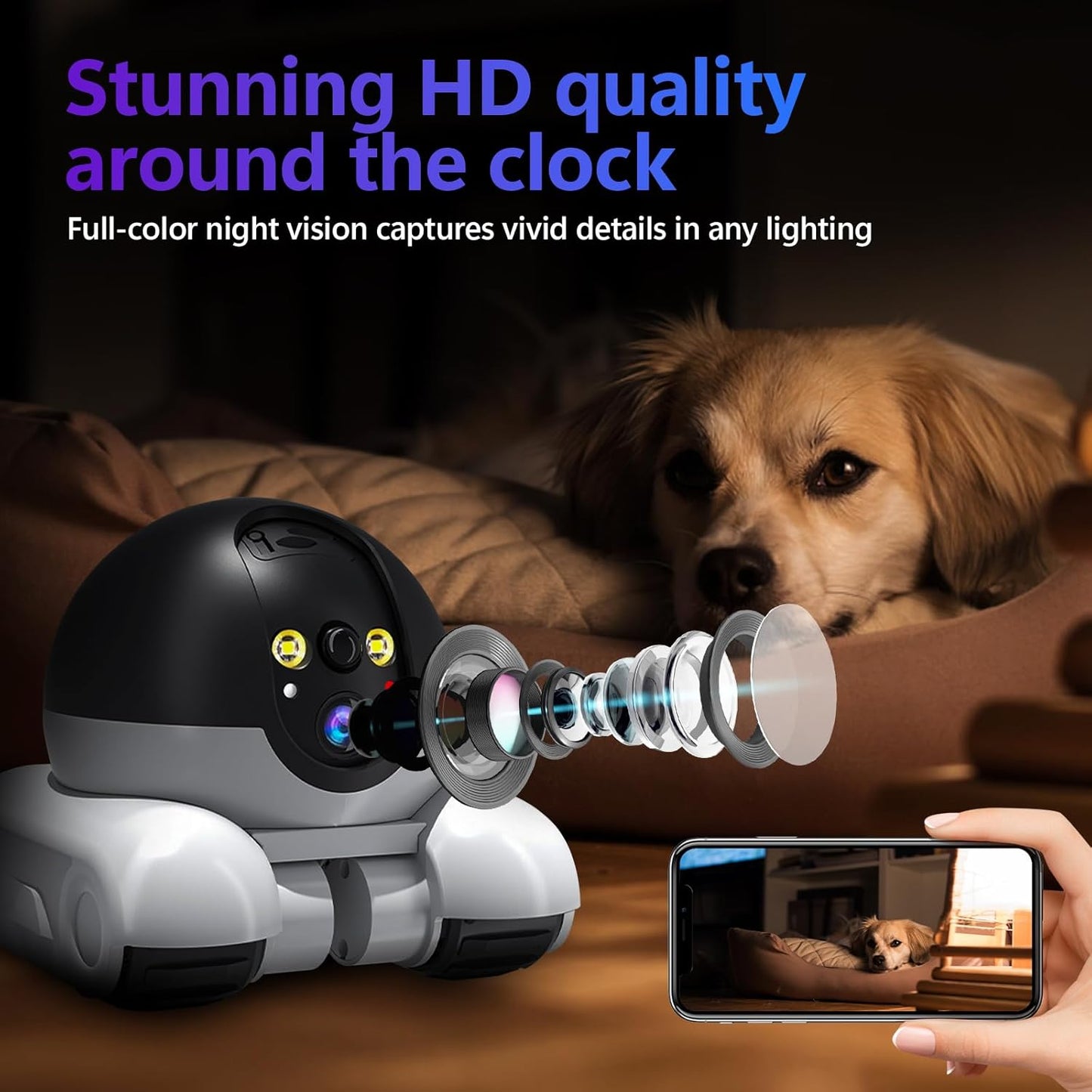 Blinky Bot Camera, Mobile Patrol Robot Camera, Wi-Fi Connected Remo...