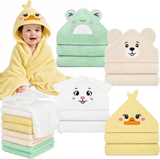 Juego de toallas para bebé de 12 piezas, toallas de baño para bebés...