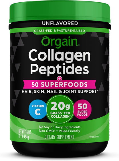 Orgain - Polvo de colágeno hidrolizado + 50 superalimentos orgánico...