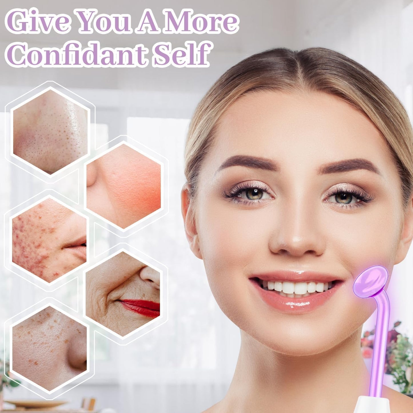 Varita Facial de Alta Frecuencia - TUMAKOU Violeta Portátil de Mano...
