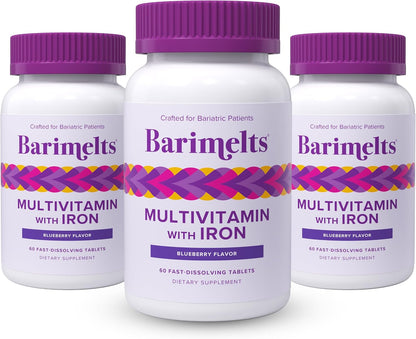 BariMelts Multivitamínico bariátrico con hierro, suministro para 3...