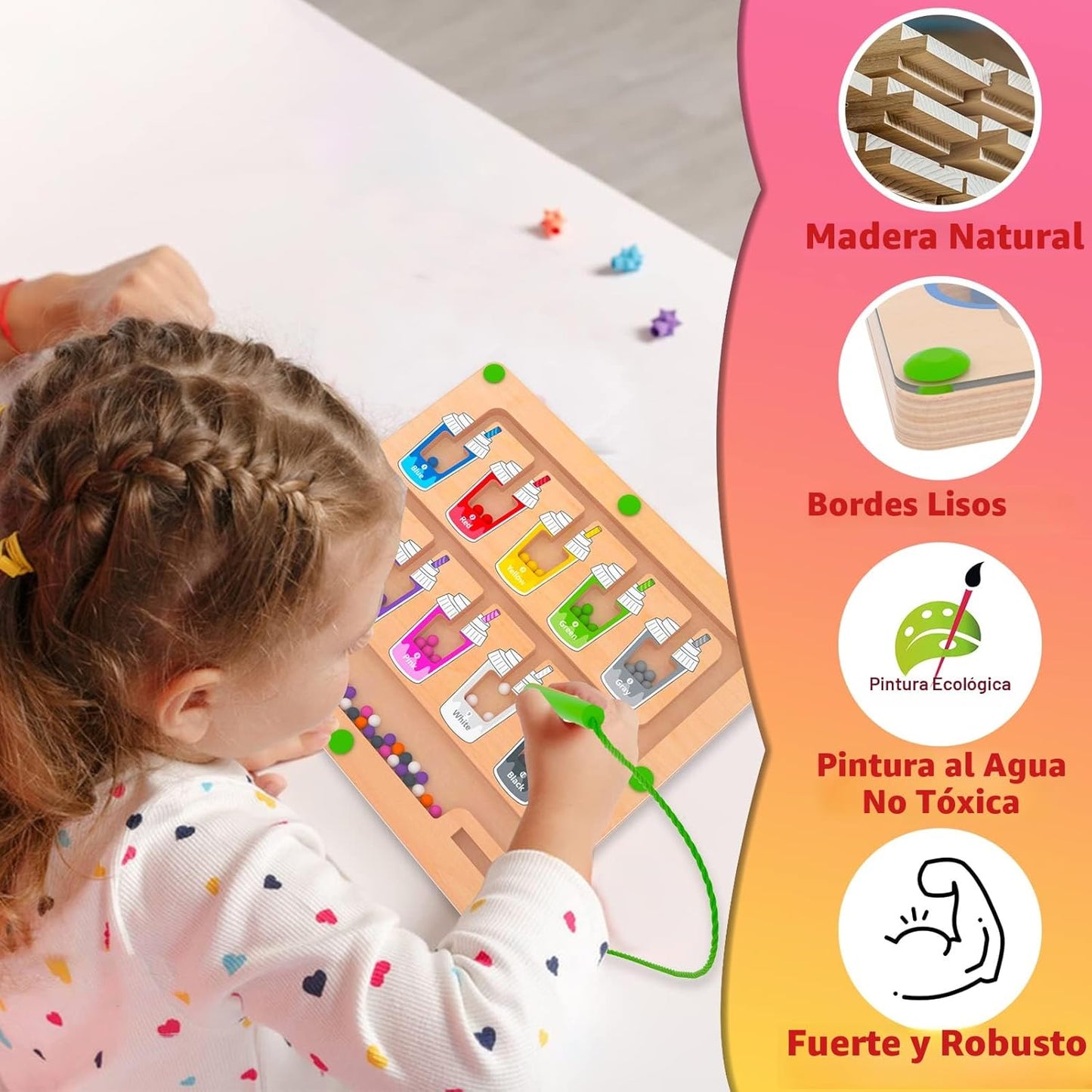 MTYOKILN Laberinto magnético de colores y números, tablero de juego...