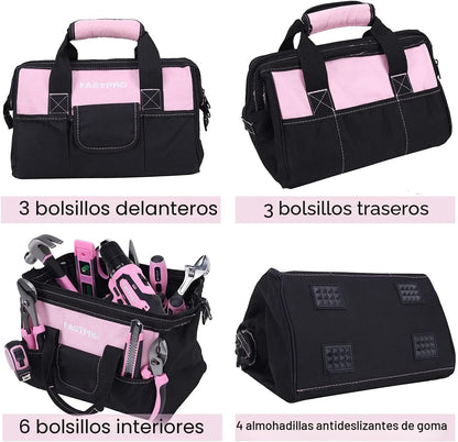 FASTPRO 232 piezas 20 V Rosa inalámbrico Taladro de iones de litio...