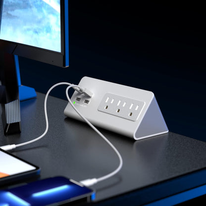 Regleta de enchufes con puertos USB-C para montar en el borde de me...