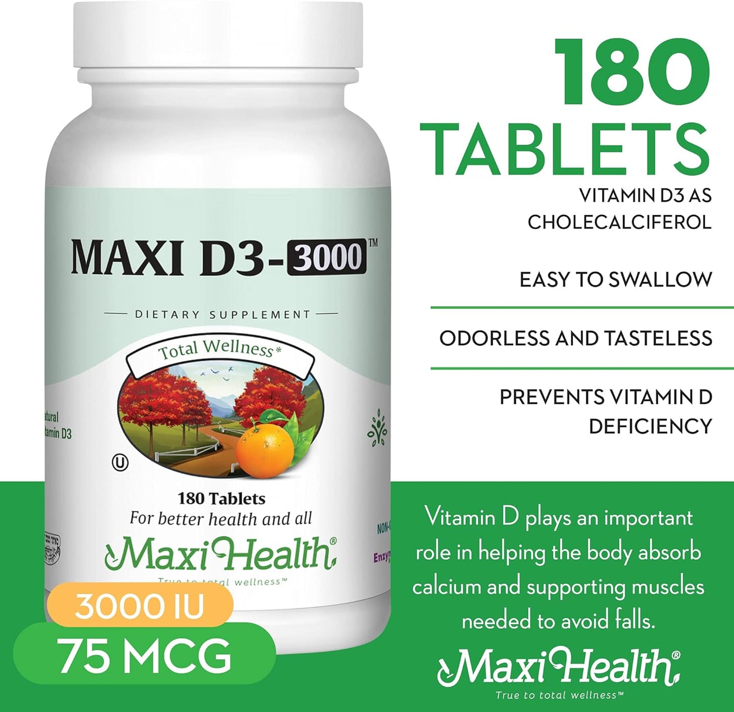Maxi Health Kosher Vitamina D3 3000 UI (75 mcg) \u2013 Vitamina D p...