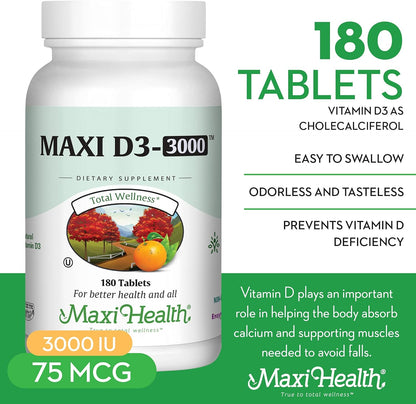 Maxi Health Kosher Vitamina D3 3000 UI (75 mcg) \u2013 Vitamina D p...