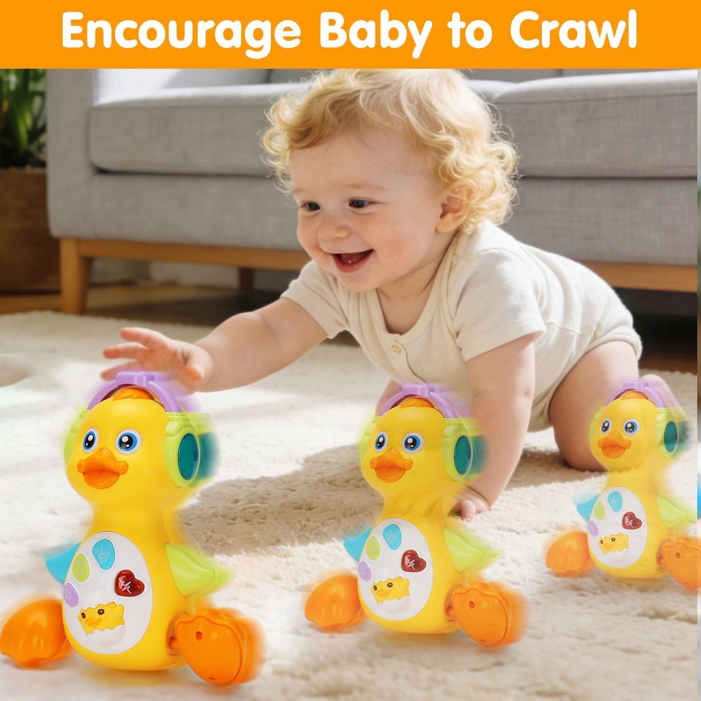 Tsomtto Juguete musical de pato para bebés, bailando y gateando, juguetes para bebés con luz, cumpleaños para niños y niñas, desarrollo de aprendizaje para bebés, juguetes para recién nacidos